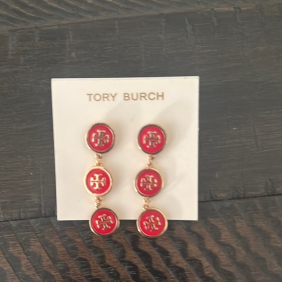 Tory Burch Red and Gold Resin Earrings - RARE!!! - Picture 4 of 6